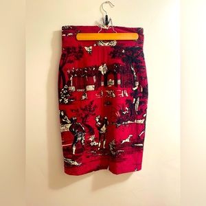Stunning Red Toile Quilted Skirt